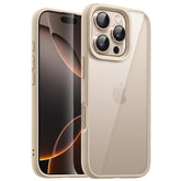 JETech Case for iPhone 16 Pro 6.3-Inch, Shockproof Phone Bumper Cover, Solid Color Matte TPU Frame, Anti-Scratch Clear Back (Desert Titanium)